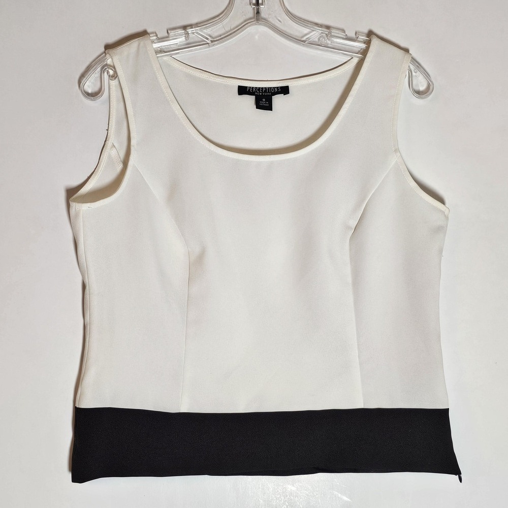 Perceptions Newβ York Top Womens 8 White Black Sleeveless Colorblock Shell